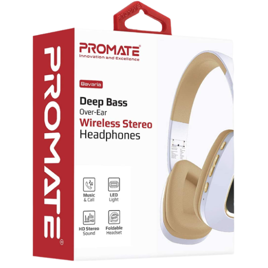 Promate Bluetooth Headphones, Over-Ear Deep Bass