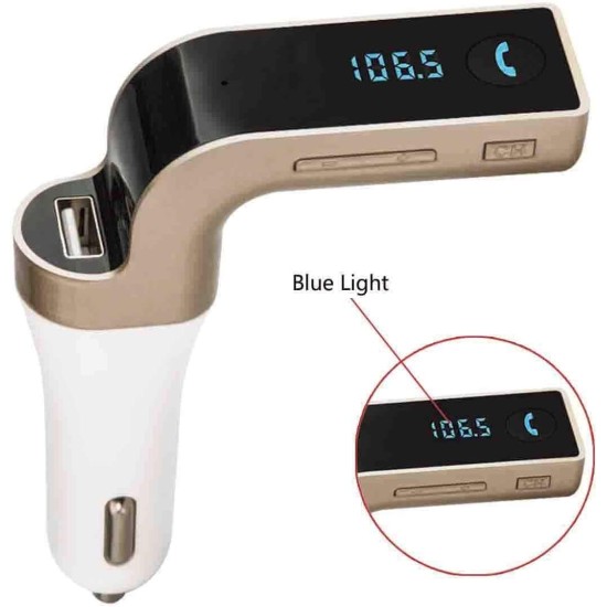 G7 Bluetooth Car Kit Handsfree FM Transmitter Radio MP3 Player USB Charger Gold