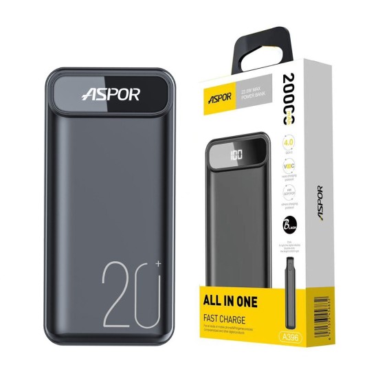 ASPOR 20000mAh Power Bank With PD Charging A396